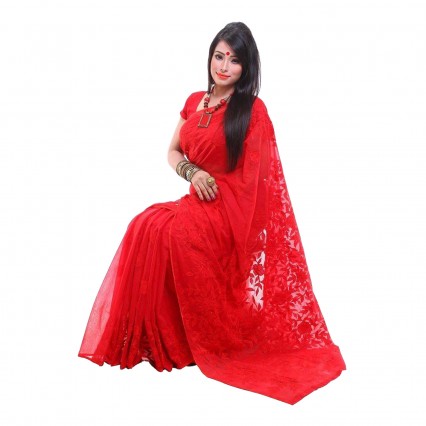 Mithila’s Muslin Silk Sharee with gorgeous Embroidery